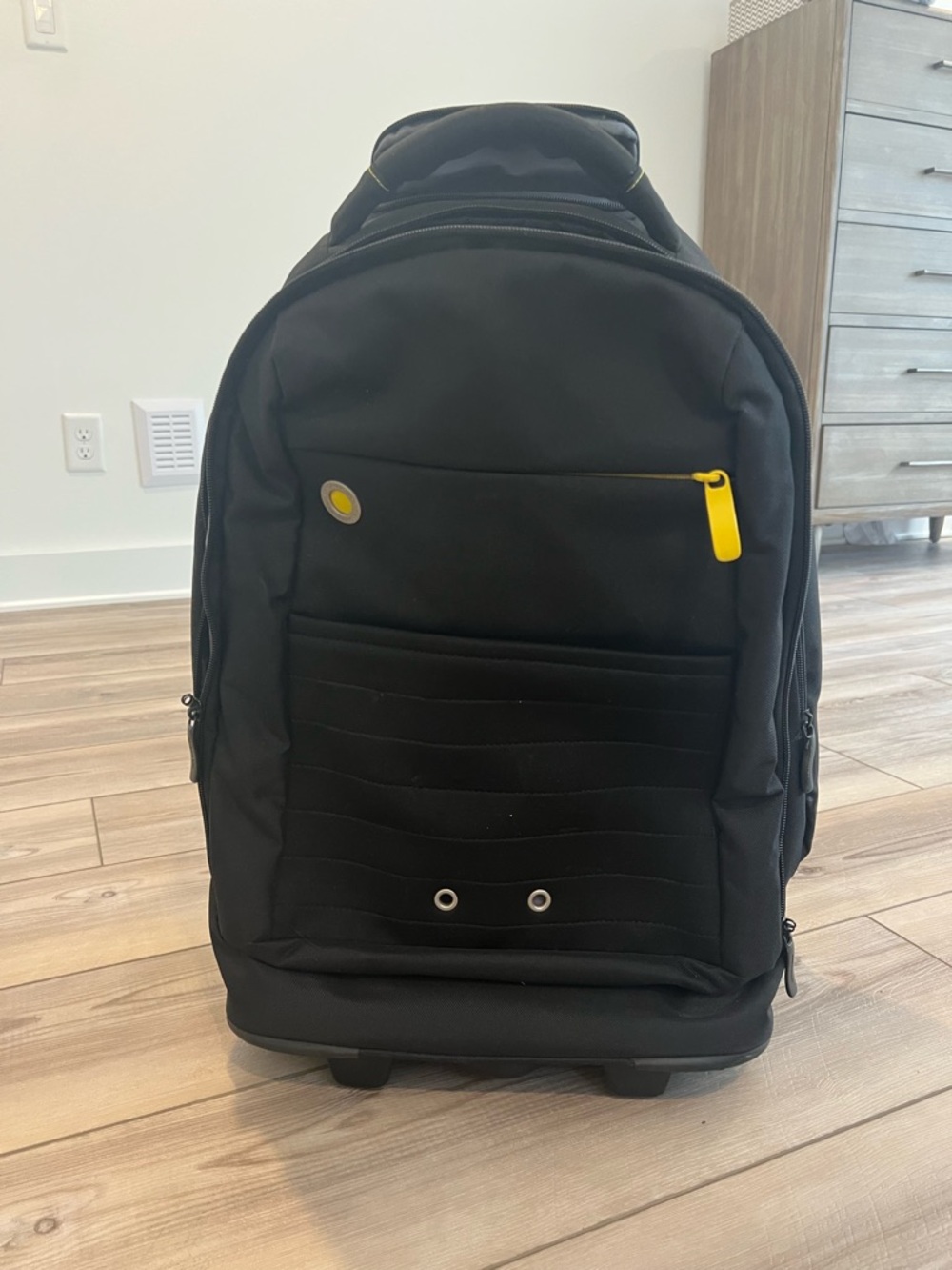 Mandarina Duck trolley travel backpack Black with Yellow Accent